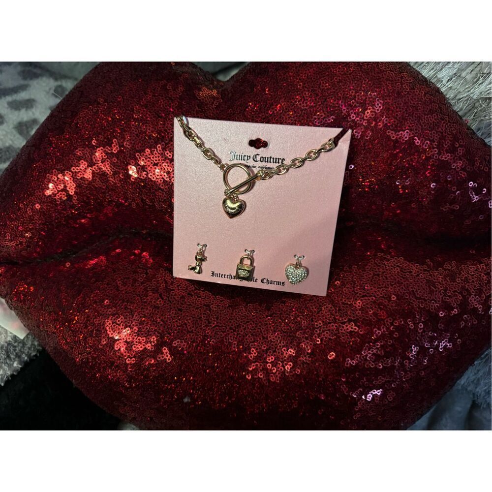 Heritage y2k juicy couture interchangeable 9x charm necklace's gold bundle/lot - Picture 6 of 7